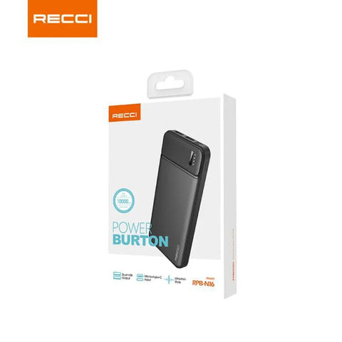 Recci Power Bank, 10000 mAh, 2 Ports