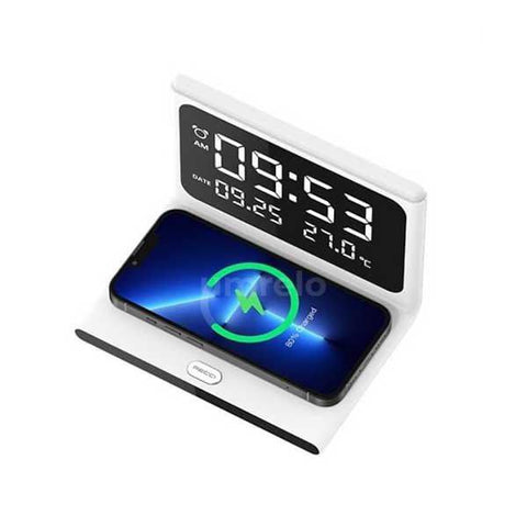 RECCI Wireless Charger Stand with Clock Charging Dock, Digital Alarm Clock