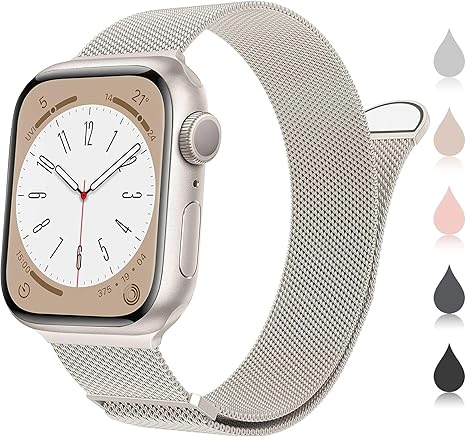 سوار معدن مغناطيسي لساعات ابل - Magnetic Metal Strap For Apple Watch  متوافق مع اي ووتش الترا والتر 2 وسيريس 1/2/3/4/5/6/7/8/9 مقاس 42/44/45/49