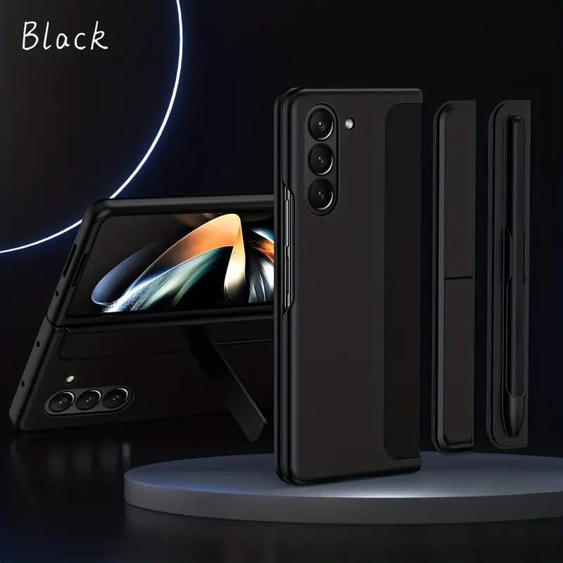 for Samsung Z Fold5 Fold4 Fold3 mobile phone protective case with central axis corridor chain shell film integrated side pen slot bracket tempered film slot pen integrated bracket central axis with gift box packaging mobile phone protective case - NEXT STORE