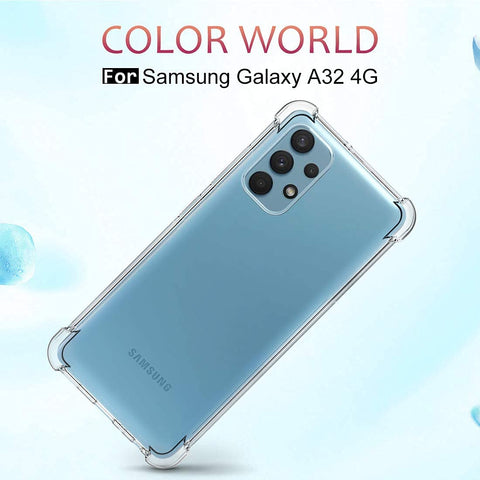 جراب حماية سيليكون شفاف مقاوم للصدمات وغطاء للكاميرا لموبايل Samsung Galaxy A32 4G جراب حماية معززة للاطراف مع حماية للكاميرا من Graby لهاتف سامسونج جالاكسي A32 / ايه 32 (Samsung Galaxy A32 4G) - NEXT STORE