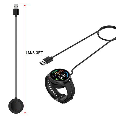 كابل شاحن متوافق مع ساعة شاومي S1 اكتيف وساعة شاومي كولور 2 وساعة شاومي كولور سبورت ، قاعدة شحن بديلة بسلك طول 1 متر، شاحن USB مغناطيسي بديل، اسود - NEXT STORE