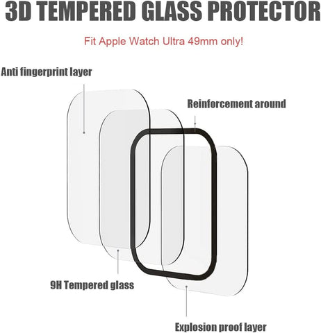 شاشة حماية لساعة ابل الترا 49 ملم من ينفا، شاشة حماية من الزجاج المقوى عالي الحساسية للمس، توفر تغطية كاملة تعزز الحواف، متوافقة مع اي ووتش الترا 49 ملم (HD شفافة) - NEXT STORE