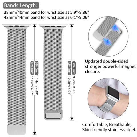 سوار بديل شبكي معدني قابل للتعديل بحلقة اغلاق مغناطيسي ميلانو من الستانلس ستيل متوافق مع ساعات ابل مقاس 42/44/45/49 ملم سلسله الترا والترا 2 سيريس 1/2/3/4/5/6/7/8/9 - NEXT STORE