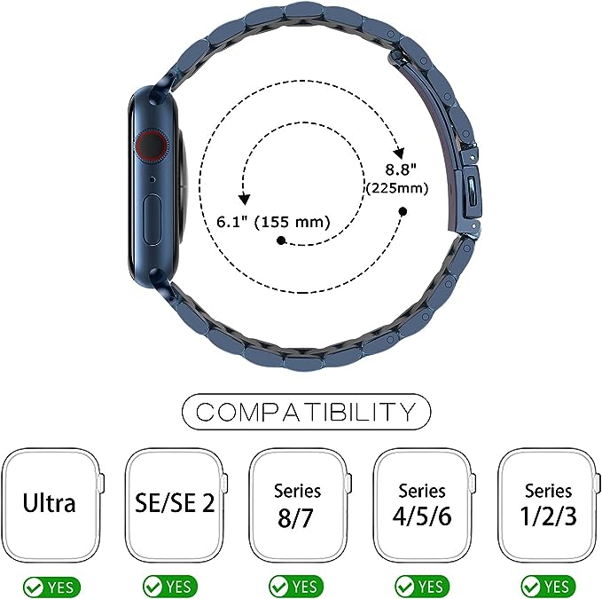 سوار معدني ستانلس ستيل متوافق مع ساعه أبل سيرس 1/2/3/4/5/6/7/8/9 واس اي وسلسلة الترا - الترا2 مقاس 42/44/45/49 - NEXT STORE