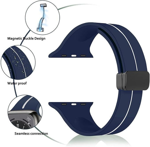 سوار مغناطيسي متوافق مع ساعة ابل الترا مقاس42/44/45/49 ملم، بتصميم رياضي ناعم من السيليكون متوافق مع سلسلة آي ووتش الترا والترا2 سيريس 1/2/3/4/5/6/7/8/9 - NEXT STORE