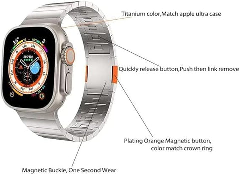 سوار ساعة فاخر وكلاسيكي ستانلس ستيل قابل للتعديل وسريع الفك لا يحتاج الى ادوات، متوافق مع ساعة ابل مقاس 49 ملم سلسله الترا والترا2 - NEXT STORE