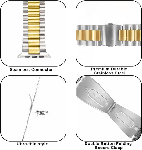 سوار ساعة معدني من الستانلس ستيل قابل للتعديل متوافق مع ساعة ابل واتش اصدار الترا والترا2 سيريس 1/2/3/4/5/6/7/8/9 مقاس 42/44/45/49 - NEXT STORE