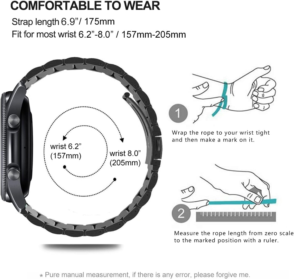 سوار ساعة من المعدن والستانلس ستيل متوافق مع ساعات سامسونج جير S3 فرونتير/ كلاسيك / جالكسي مقاس 46 ملم/ جالكسي 3 مقاس 45 - 22 ملم/ ساعة هواوي 3/ ساعة جي تي 2 مقاس 46 ملم من DEALELE - NEXT STORE