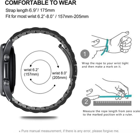 سوار ساعة من المعدن والستانلس ستيل متوافق مع ساعات سامسونج جير S3 فرونتير/ كلاسيك / جالكسي مقاس 46 ملم/ جالكسي 3 مقاس 45 - 22 ملم/ ساعة هواوي 3/ ساعة جي تي 2 مقاس 46 ملم من DEALELE - NEXT STORE
