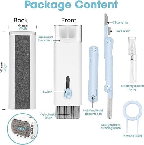 طقم ادولت تنظيف مع فرشاة لسماعات الاذن السلكية واللاسلكية والموبايلات واللاب توب والكاميرات وعدسات الكيبورد (7 في 1) (بينك) - NEXT STORE
